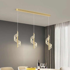 Pendant Light Wavy Spiral Acrylic Shade LED Gold Dining Room