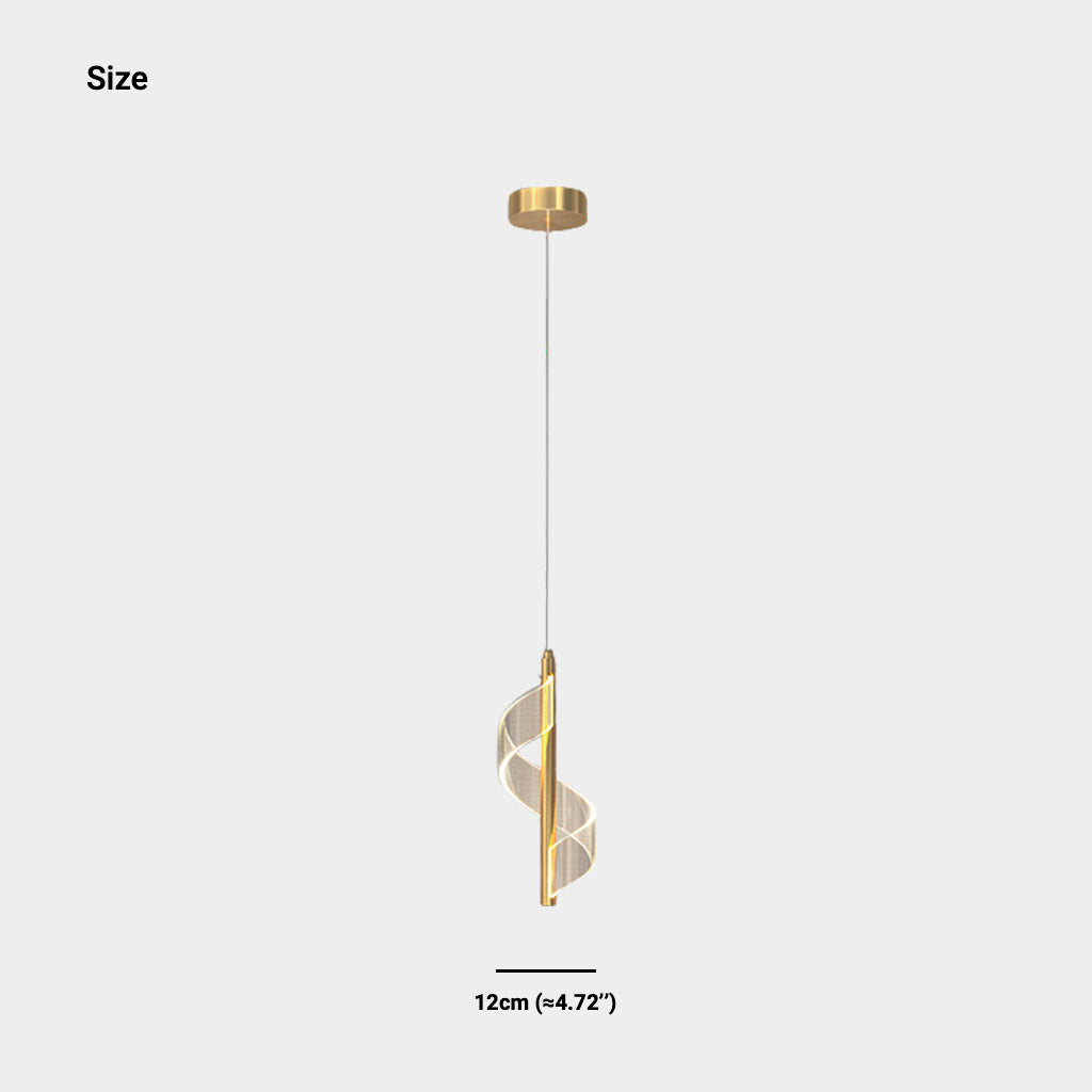 Pendant Light Wavy Spiral Acrylic Shade LED Gold Size