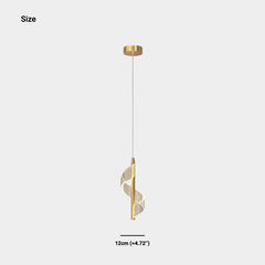 Pendant Light Wavy Spiral Acrylic Shade LED Gold Size