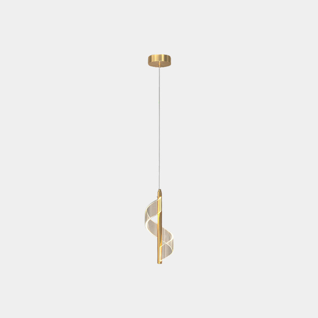 Pendant Light Wavy Spiral Acrylic Shade LED Single