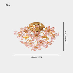 Pink Crystal Flower Ceiling Light Semi Flush Mount Size