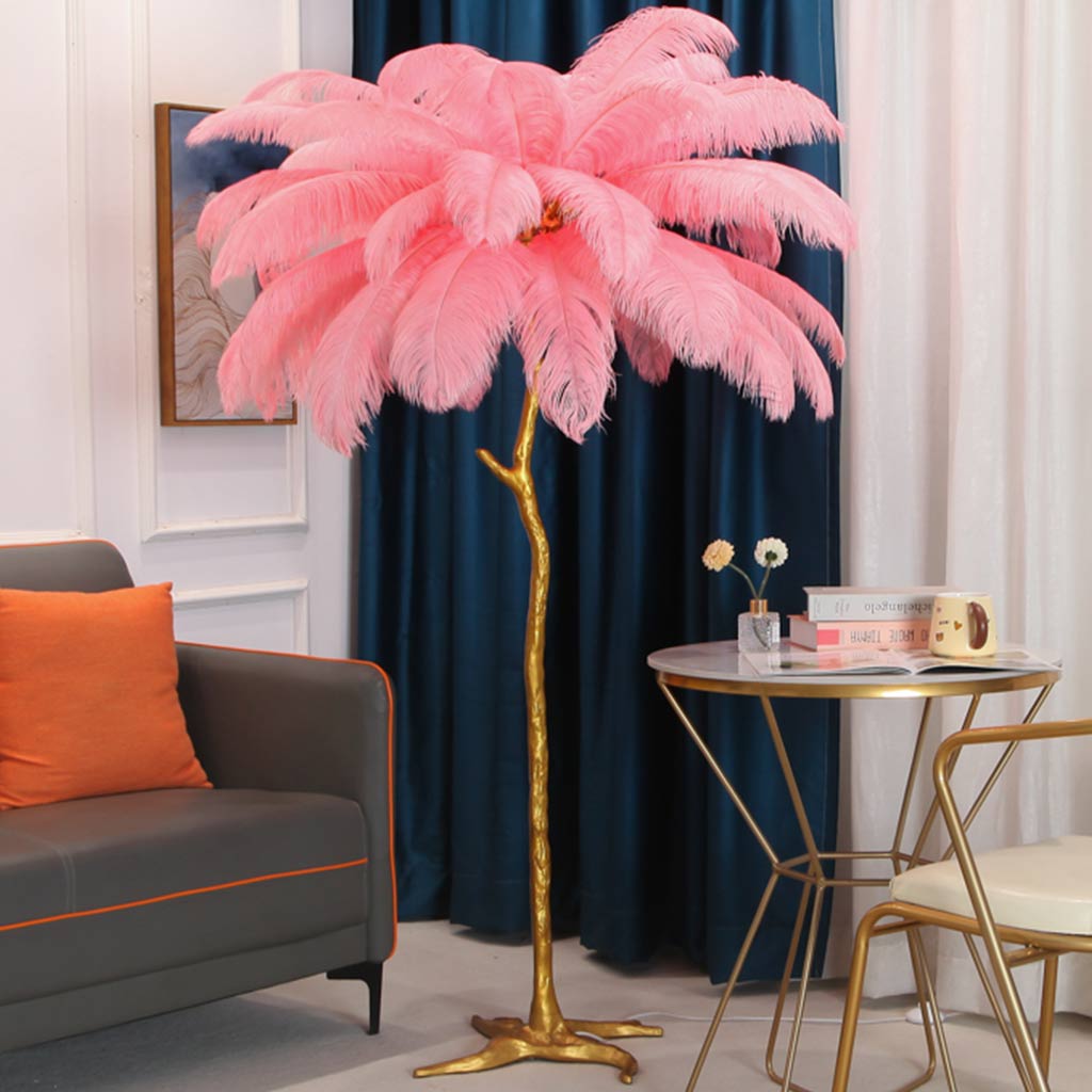 Ostrich Feather Floor Lamp Luxury, 16 Colors/Resin