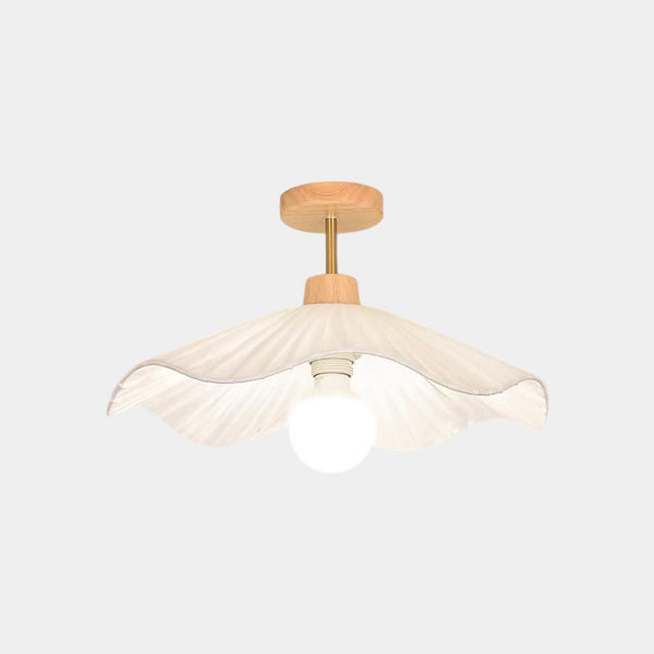 Wood Fabric Pleated Semi-Flush Ceiling Light | VAXLAMP