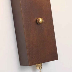 Rectangle Wood Travertine Wall Sconce Light with Pull Chain