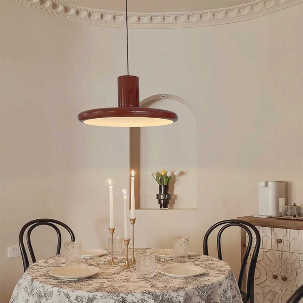 Red 1960s Pendant Light Dining Room