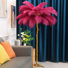 Ostrich Feather Floor Lamp Luxury, 16 Colors/Resin
