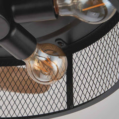 Ceiling Fan Light Caged Fandelier Retro with Retractable Blades, Coffee