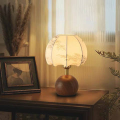Retro Table Lamp Bedroom Night Light with Fabric Shade