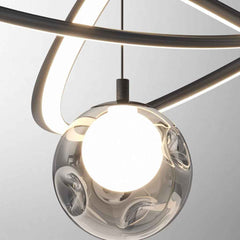 Ringleuchter LED dimmbar mit rauchgrauen Kugeln