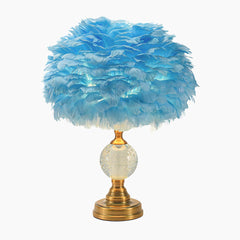 Romantic Crystal Feather Table Lamp Blue