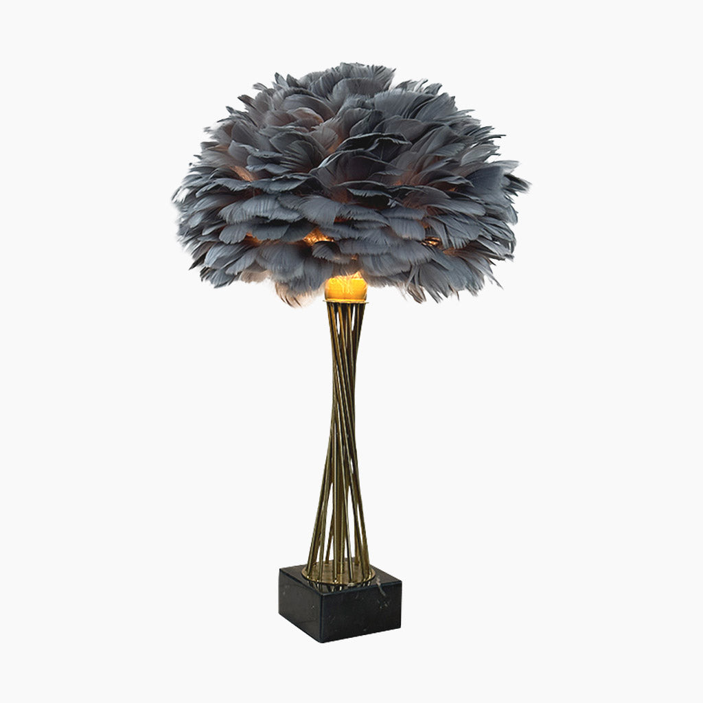 Romantic Feather Trophy Table Lamp Grey
