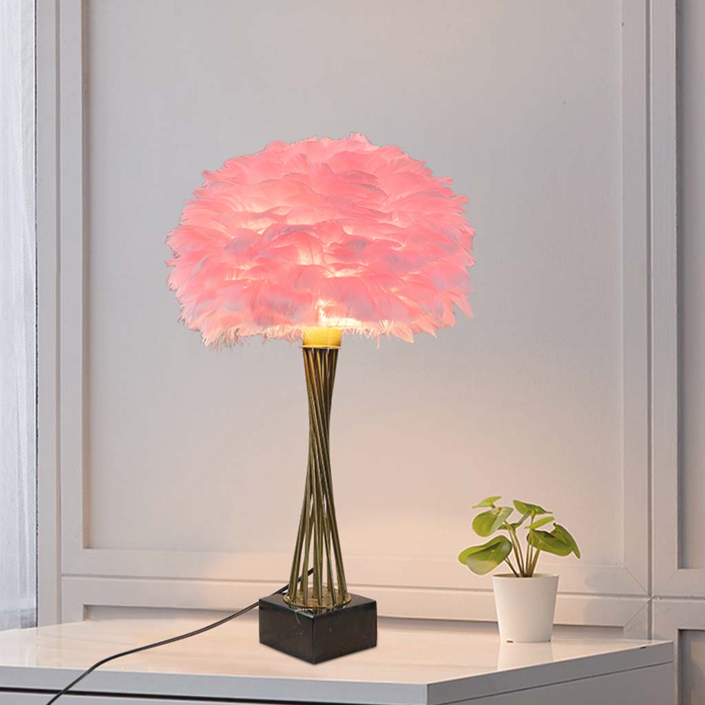 Romantic Feather Trophy Table Lamp Pink Study
