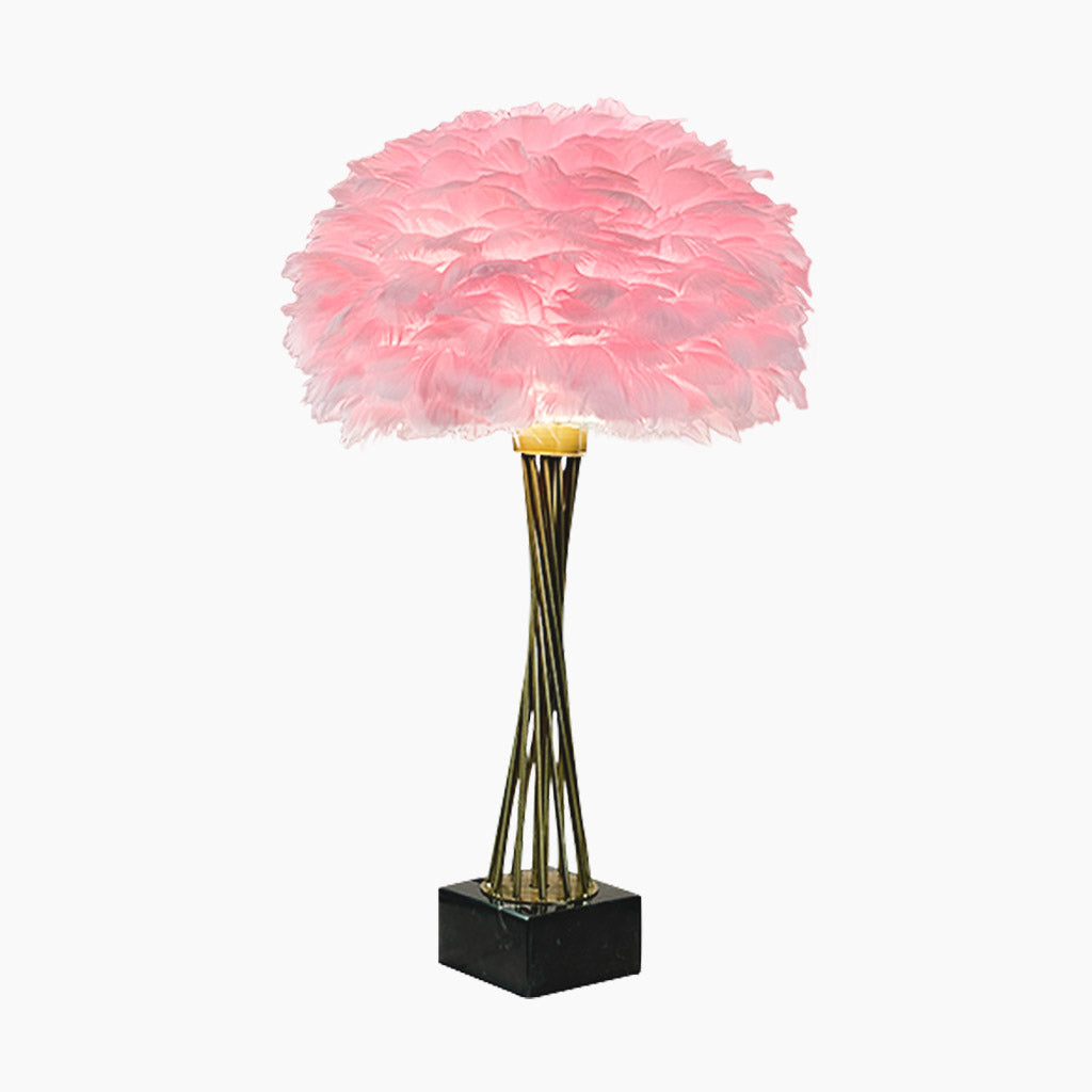 Romantic Feather Trophy Table Lamp Pink