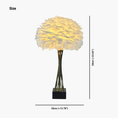 Romantic Feather Trophy Table Lamp Size