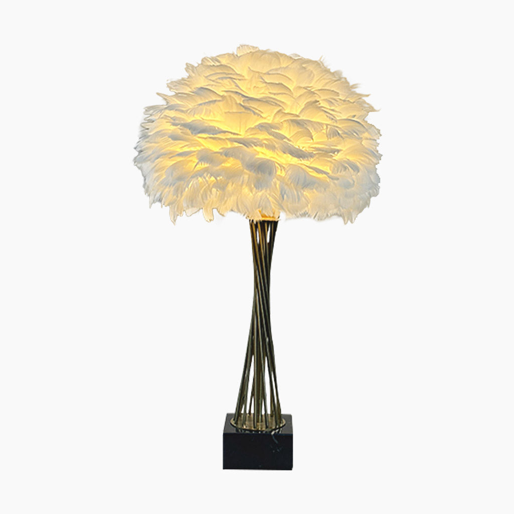 Romantic Feather Trophy Table Lamp White