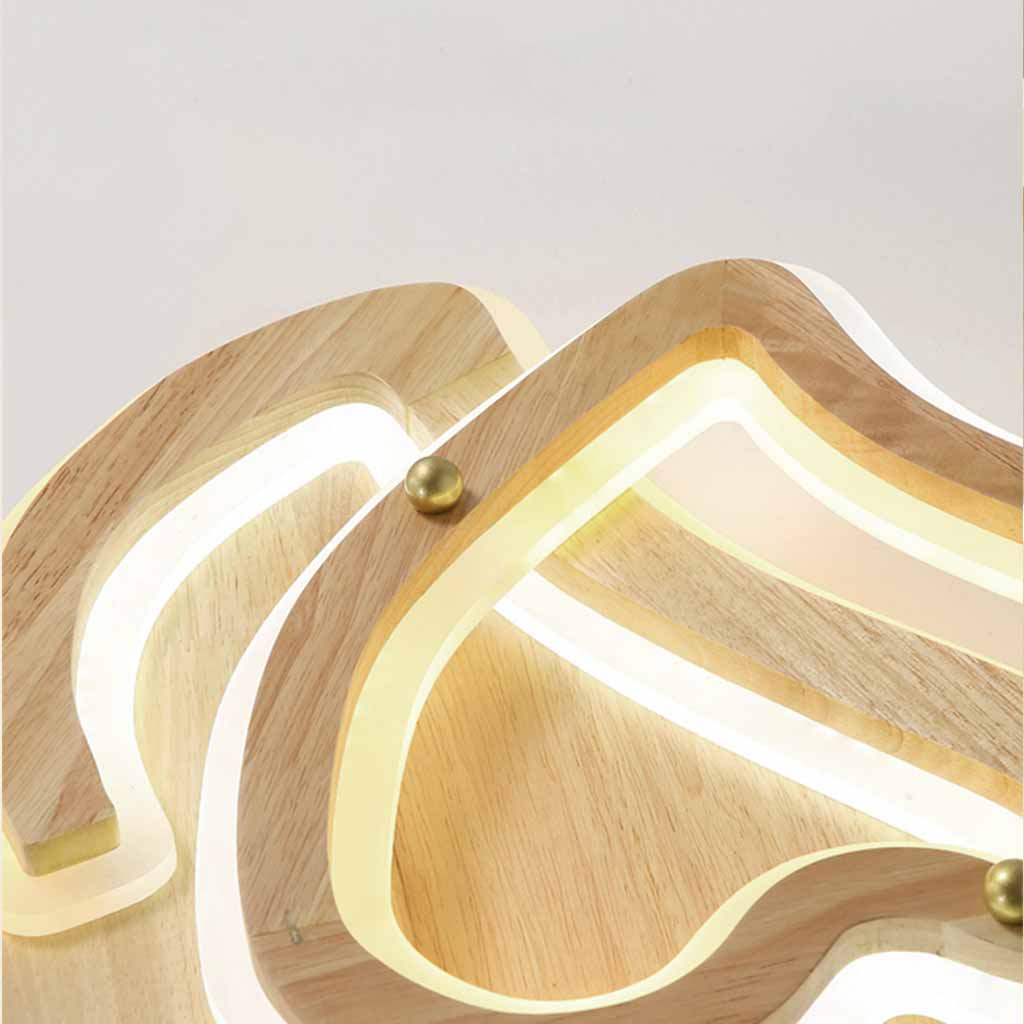 Romantic Wood Heart Shape Flush Mount Ceiling Light Detail LED