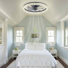 Round Ceiling Fan Light Acrylic Diamond Flush Mount