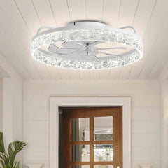 Round Ceiling Fan Light Acrylic Diamond Flush Mount