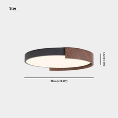Round Flush Mount Ceiling Light LED, Black & Walnut Color
