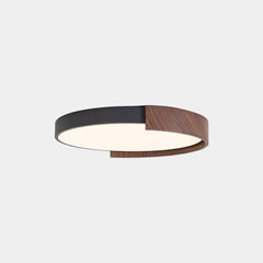 Round Flush Mount Ceiling Light LED, Black & Walnut Color