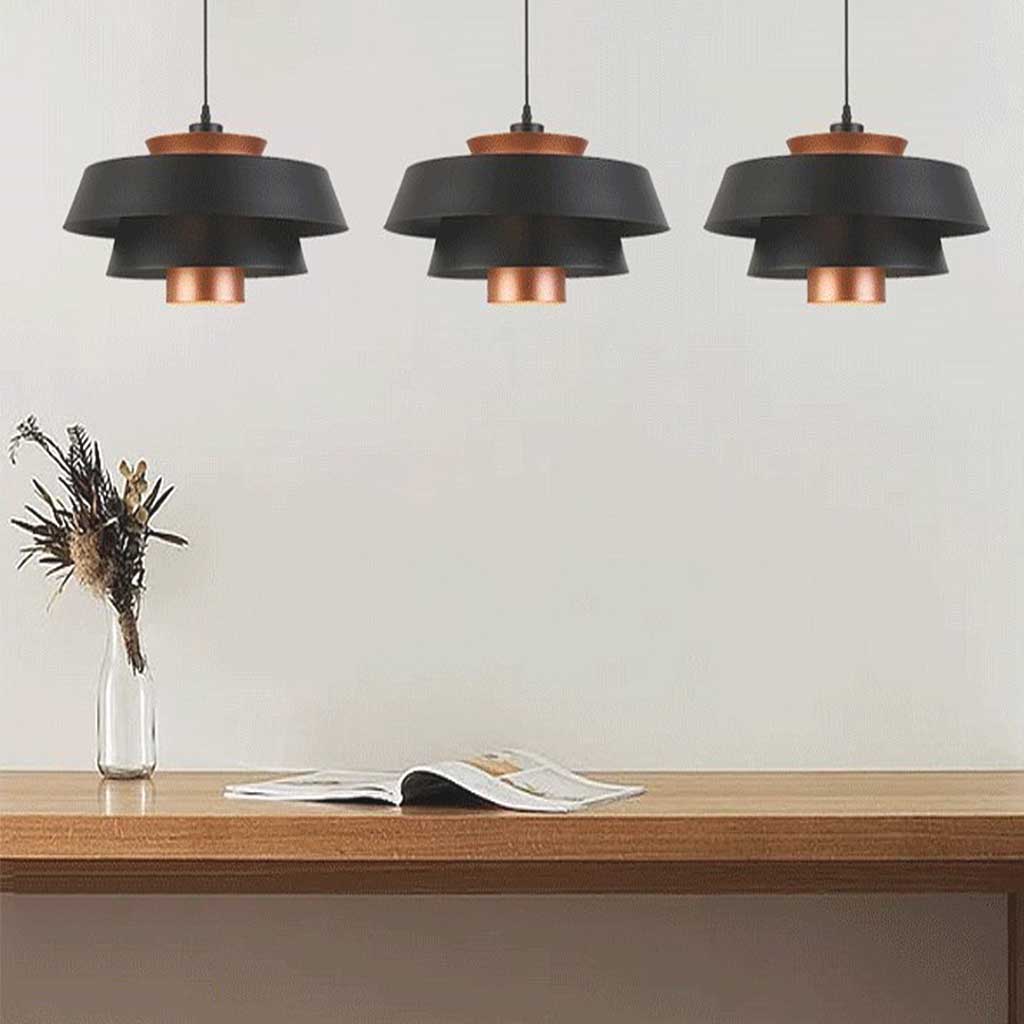 Scandinavian 3 Tiered Pendant Light Meeting Room Black