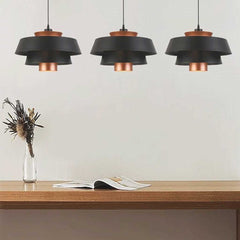 Scandinavian 3 Tiered Pendant Light Meeting Room Black