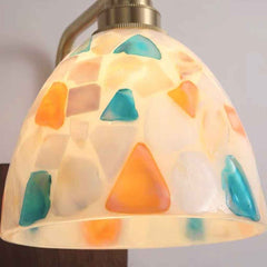 Seashell Wall Lamp Adjustable with Wood Backplate