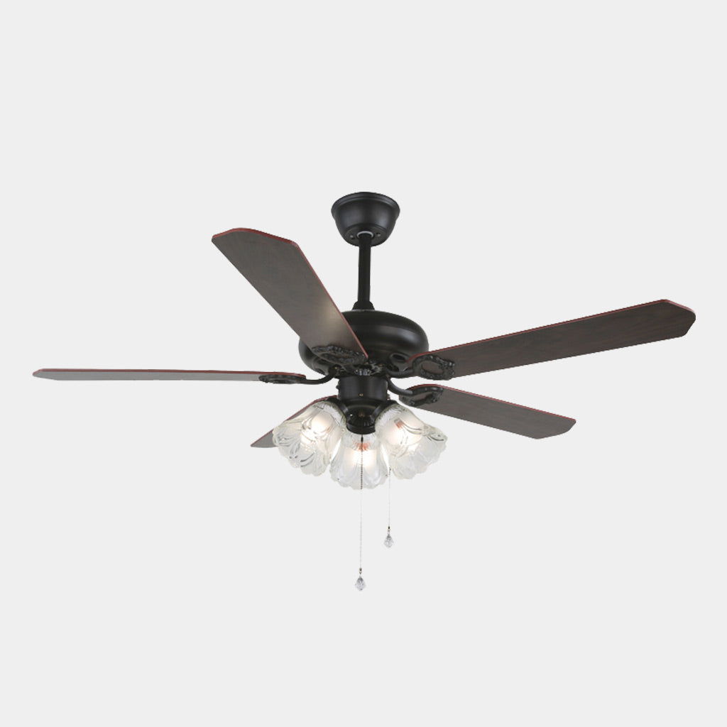 Ventilateur de plafond semi-affleurant avec lumière rétro industrielle