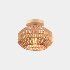 Semi Flush Ceiling Light Boho Hemp Rope Round