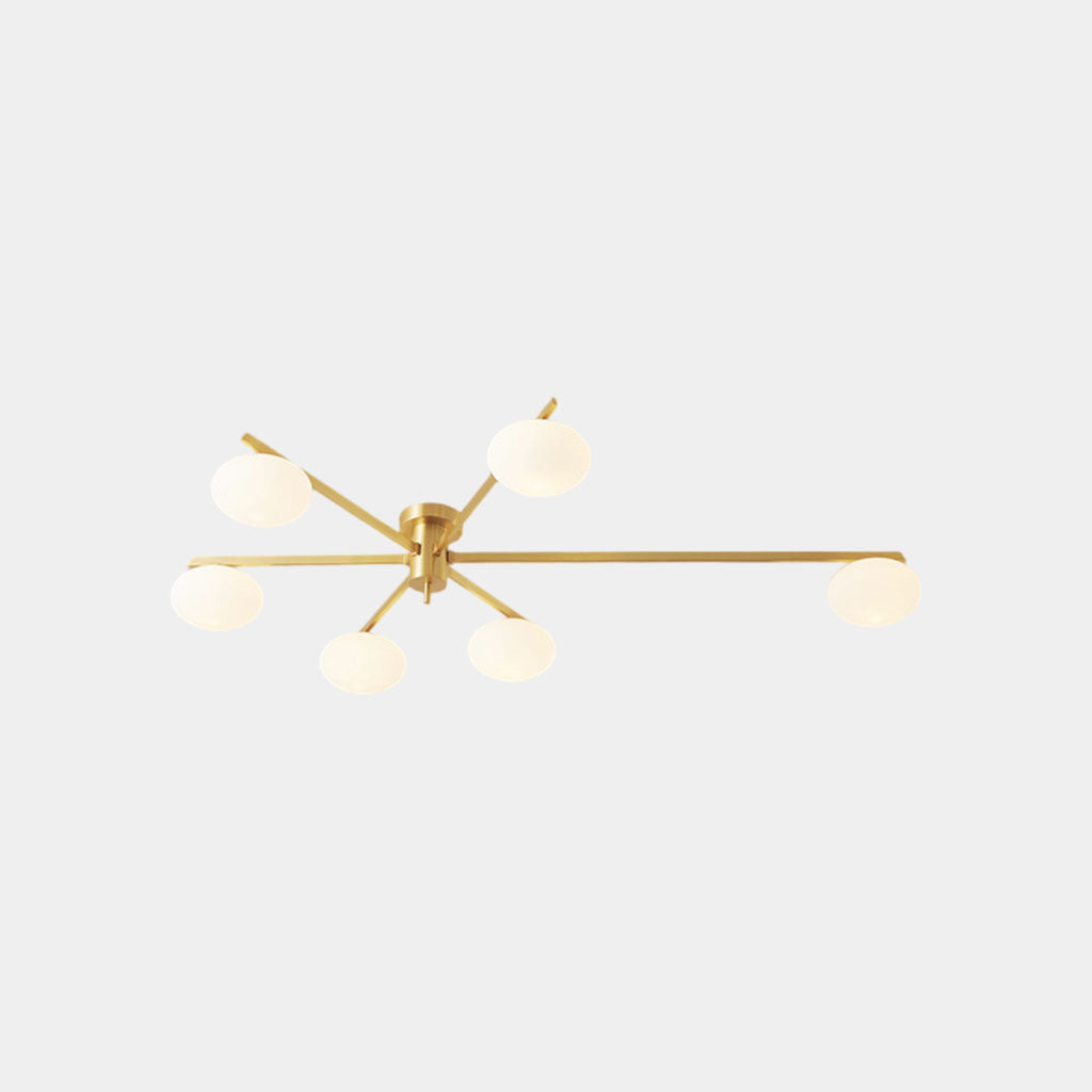 Semi-Flush Ceiling Light Modern Brass Glass Globe, Black / Gold