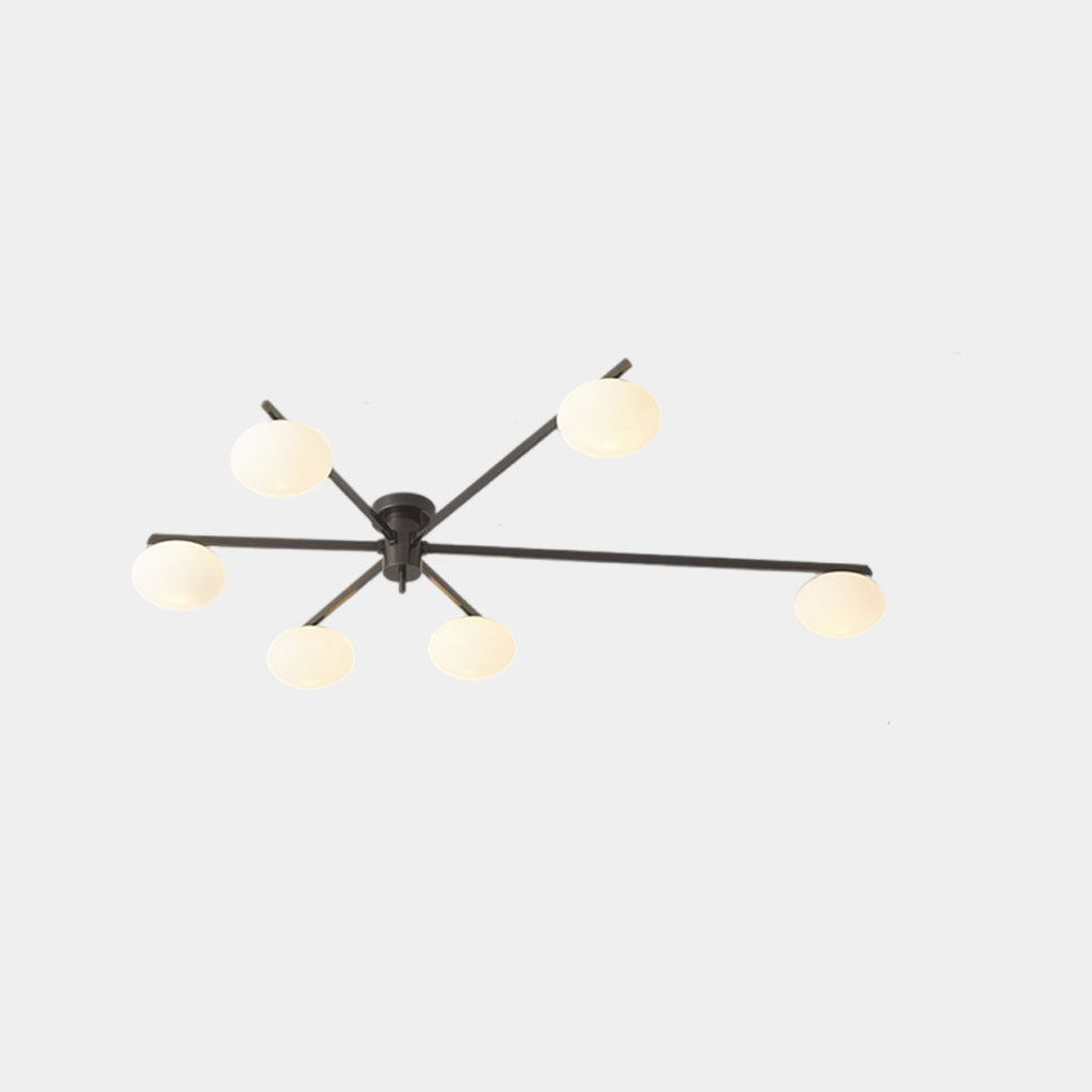Semi-Flush Ceiling Light Modern Brass Glass Globe, Black / Gold