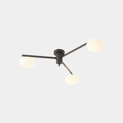 Plafonnier semi-encastré moderne en laiton avec globe en verre, noir/doré