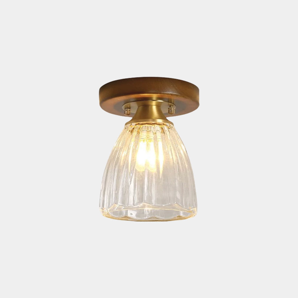 Semi Flush Ceiling Light Small Glass Wood
