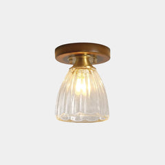 Semi Flush Ceiling Light Small Glass Wood