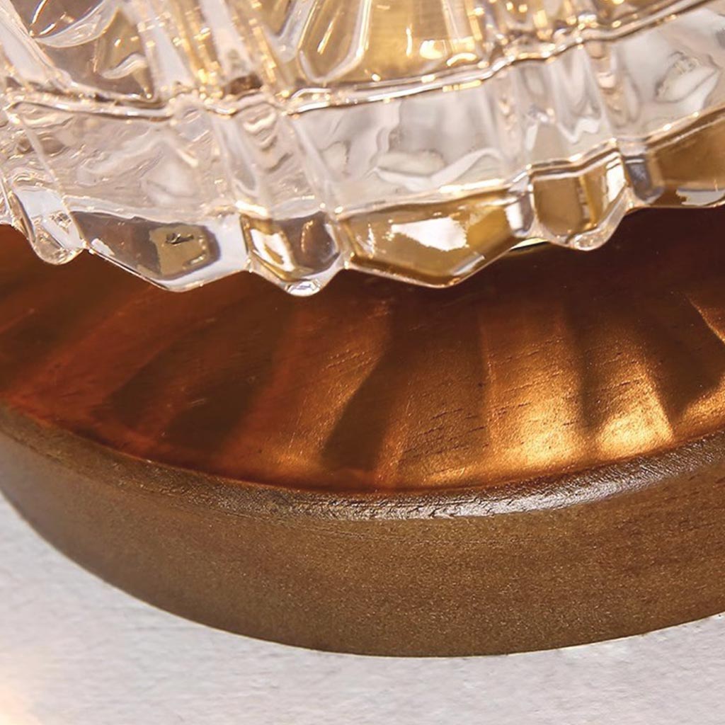 Semi Flush Ceiling Light Vintage Small Glass Wood Detail