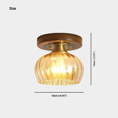 Semi Flush Ceiling Light Vintage Small Glass Wood Size