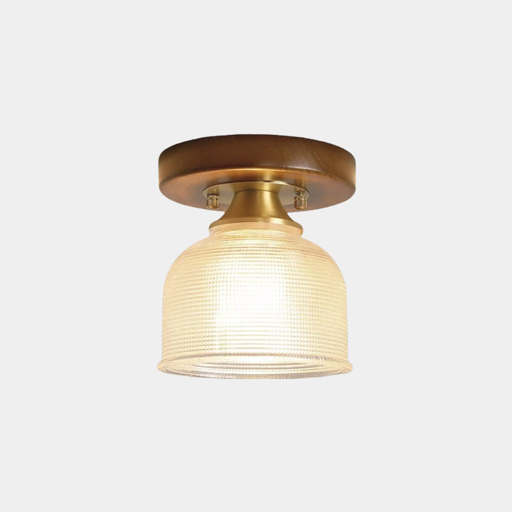 Semi Flush Ceiling Light Vintagel Glass Wood