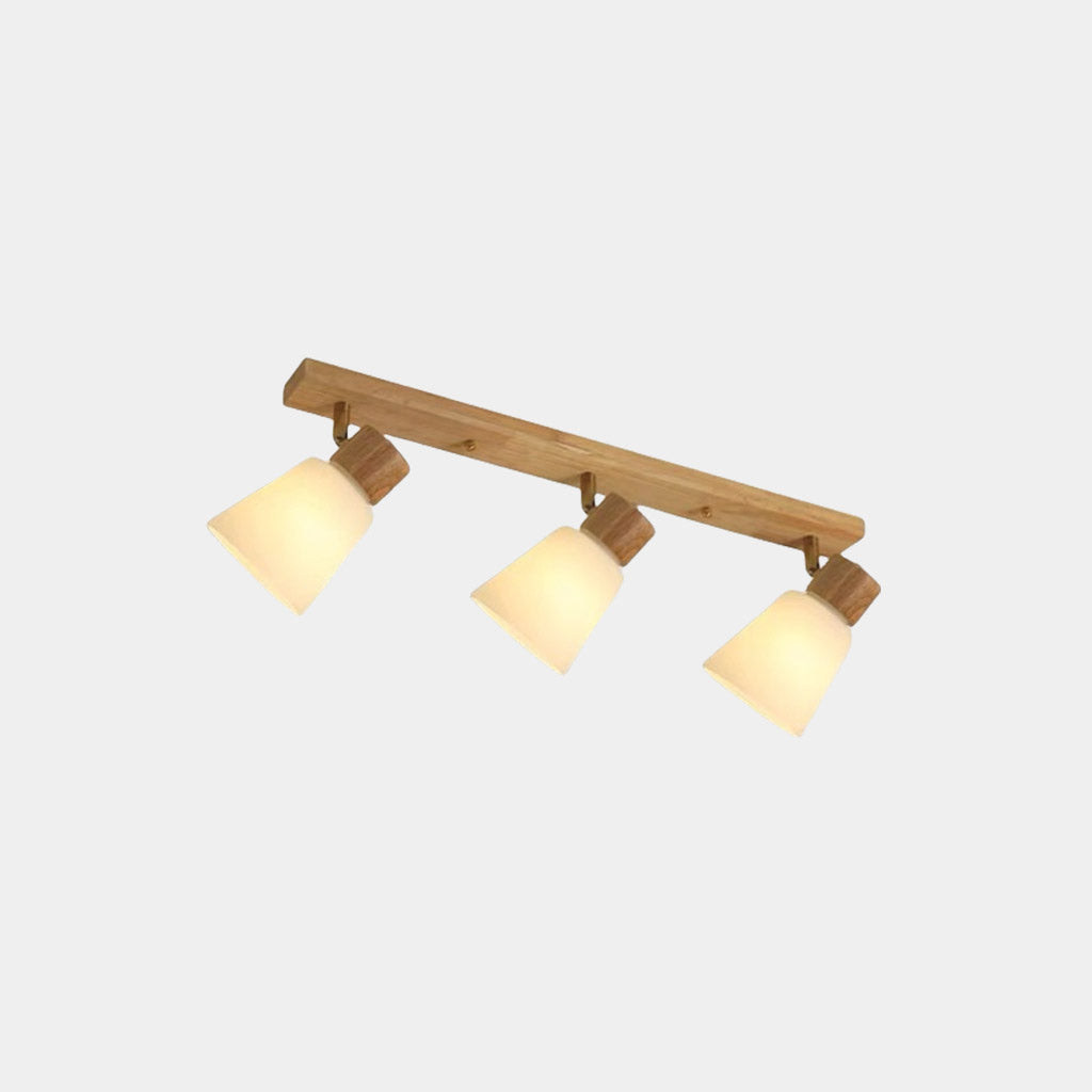 Semi Flush Ceiling Light Wood Track Spotlight 3
