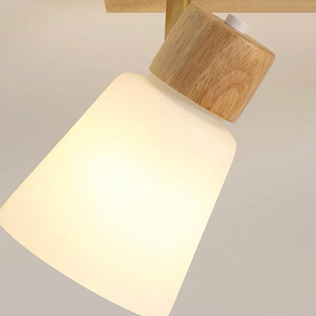 Semi Flush Ceiling Light Wood Track Spotlight Detail