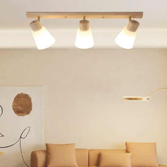 Semi Flush Ceiling Light Wood Track Spotlight Living Room