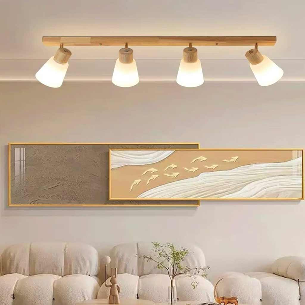 Semi Flush Ceiling Light Wood Track Spotlight Room