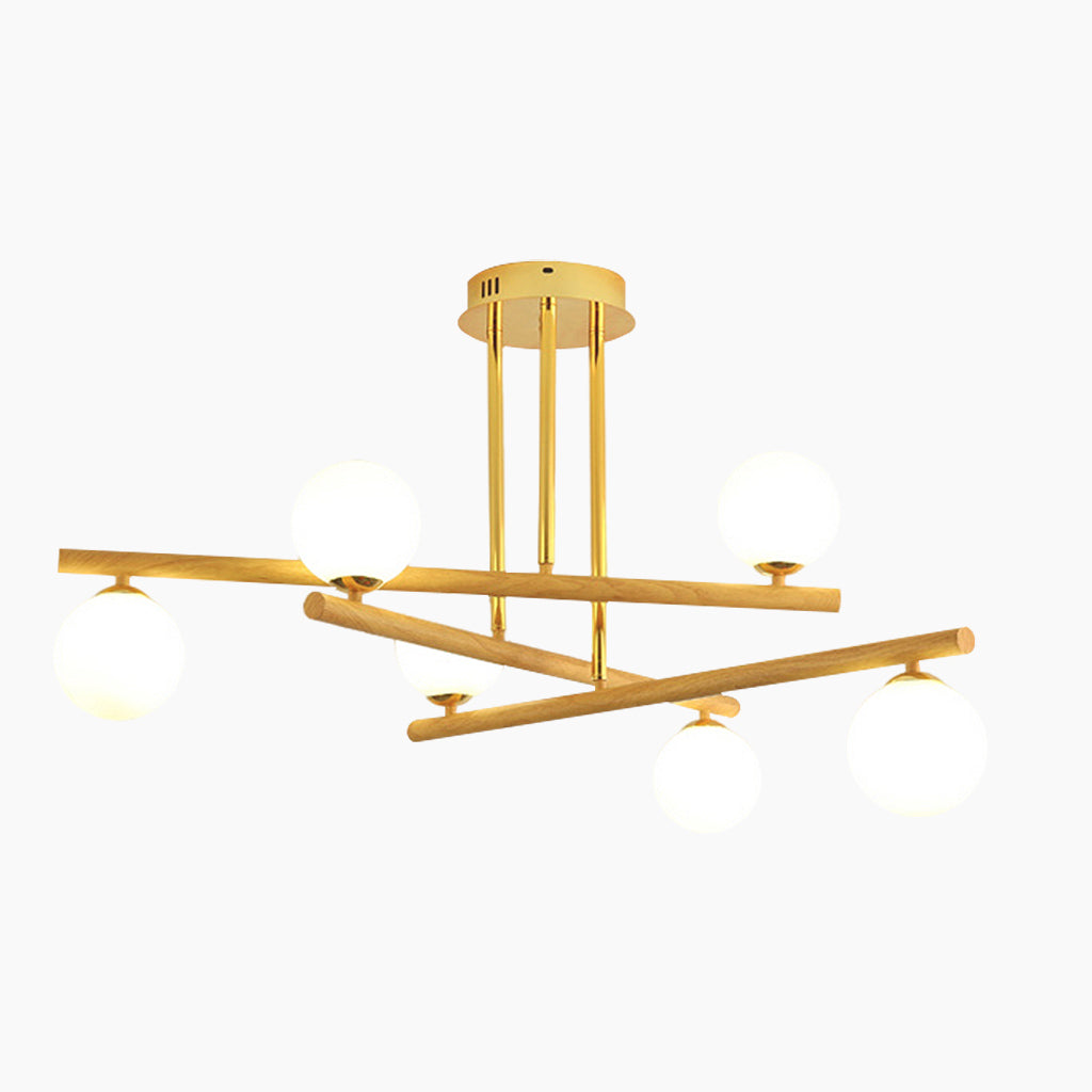 Semi Flush Glass Ball Chandelier Ceiling Light Main 6 Lights