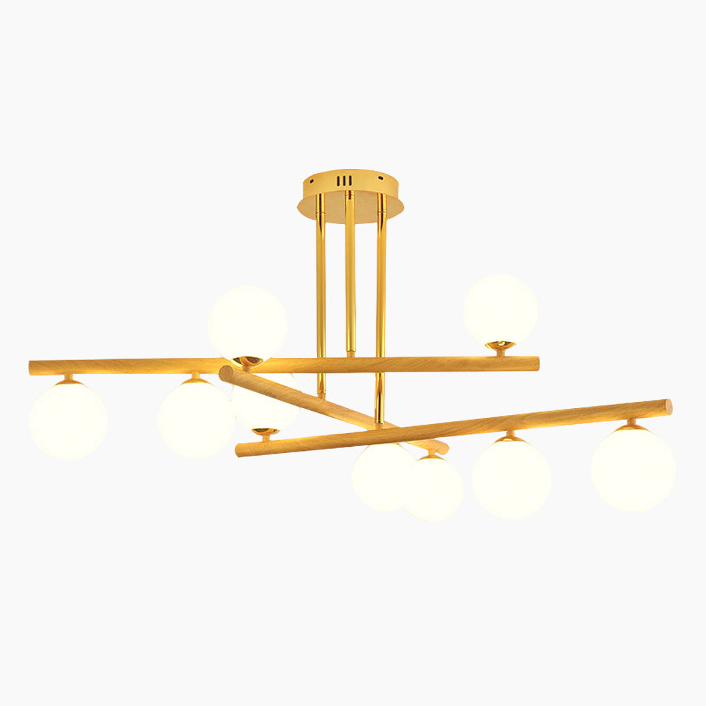 Semi Flush Glass Ball Chandelier Ceiling Light Main 9 Lights