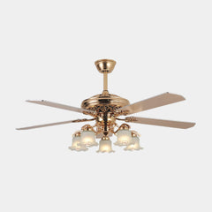 Jahrgang Halb-Einbau Gold Deckenventilator mit Licht, 4 Flügel