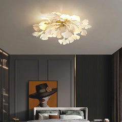 Semi Flush Mount Ceiling Light Artistic Ginkgo Bedroom