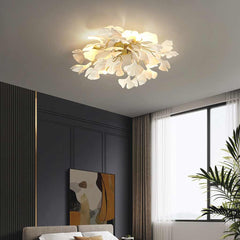 Semi-Flush Mount Ceiling Light Artistic Ginkgo Leave Room