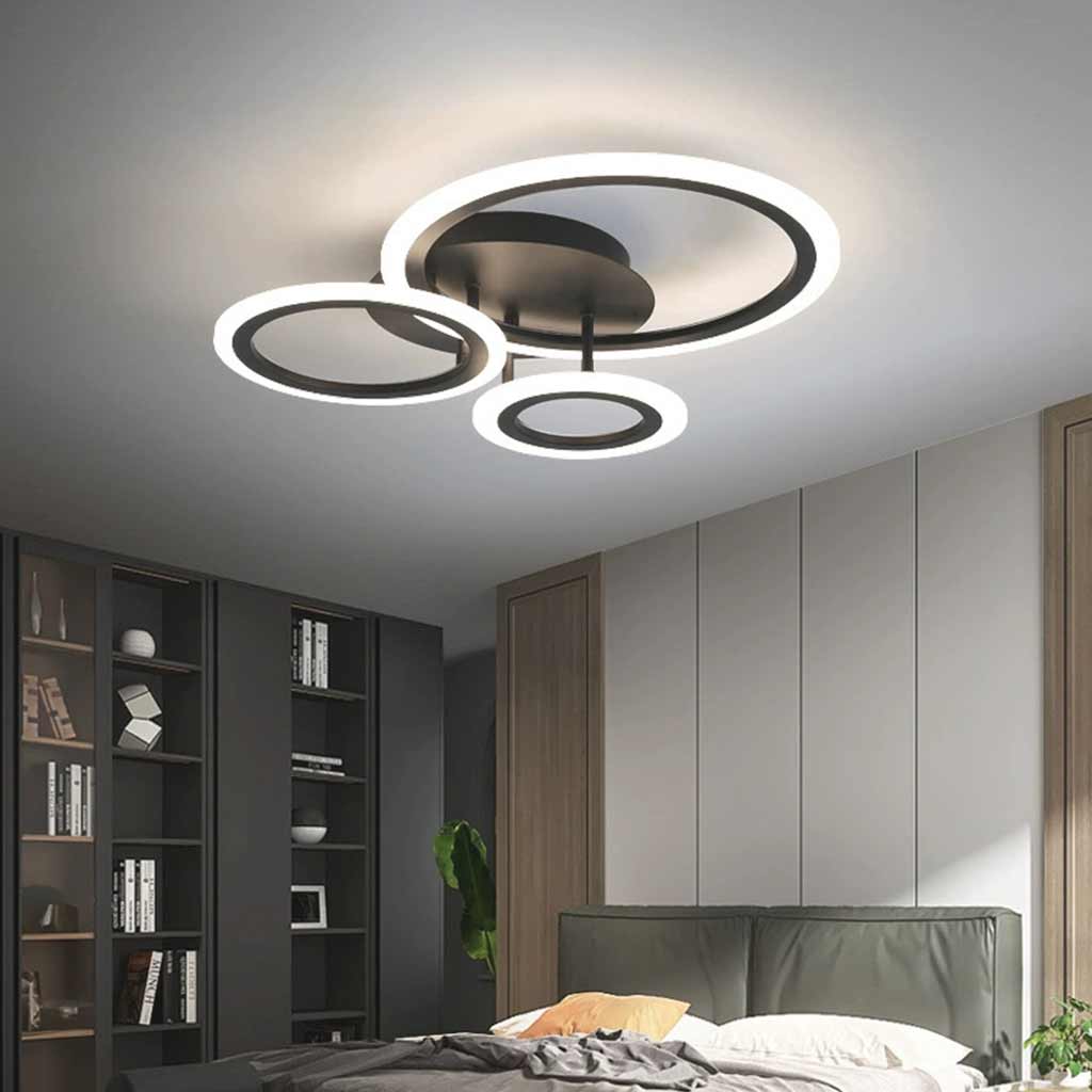 Semi Flush Mount Ceiling Light Geometric LED Dimmable Black Bedroom