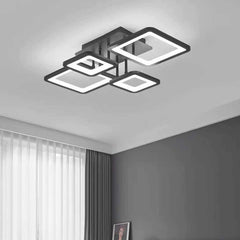 Semi Flush Mount Ceiling Light Geometric LED Dimmable Black Room