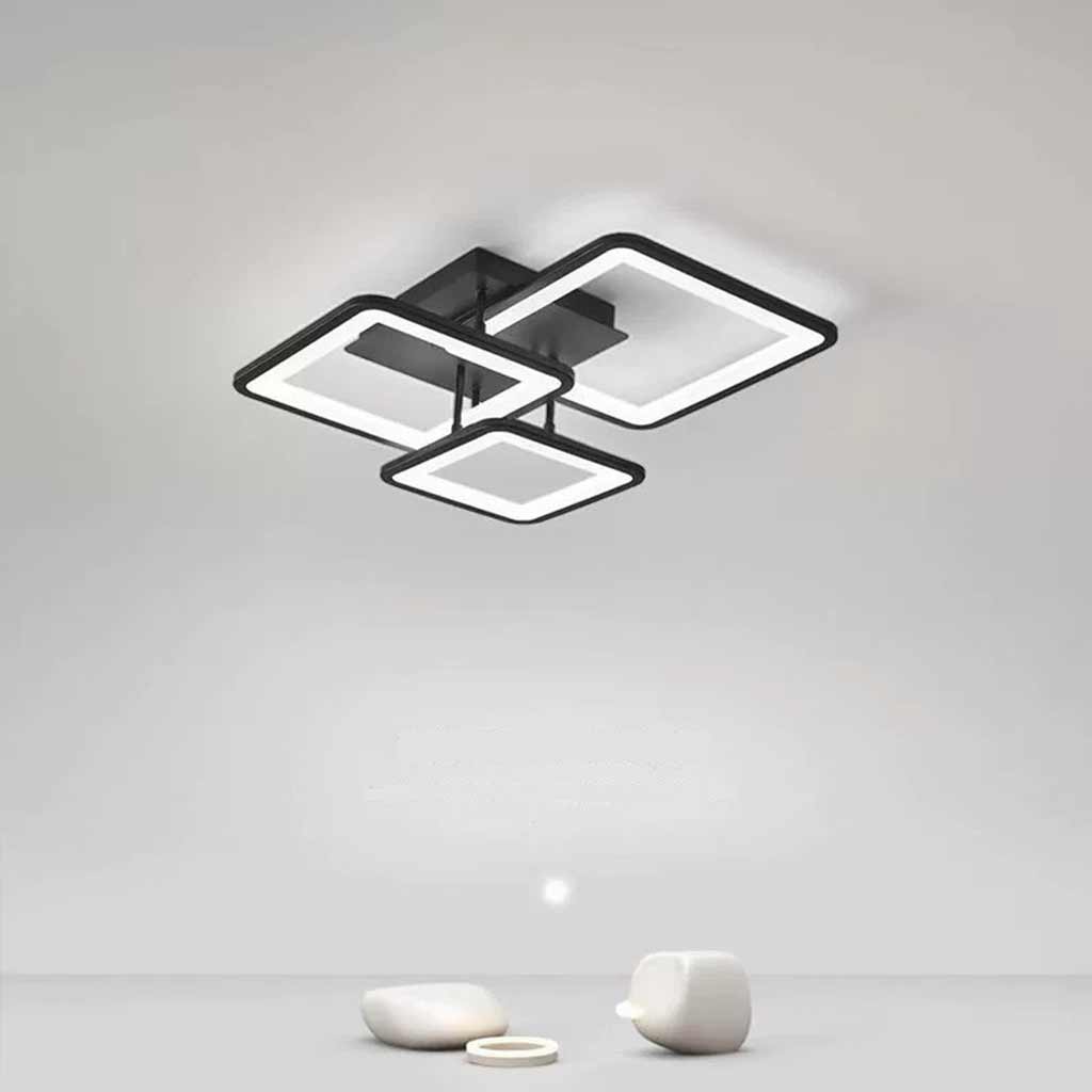 Semi Flush Mount Ceiling Light Geometric LED Dimmable Black Sitting Room