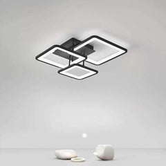 Semi Flush Mount Ceiling Light Geometric LED Dimmable Black Sitting Room